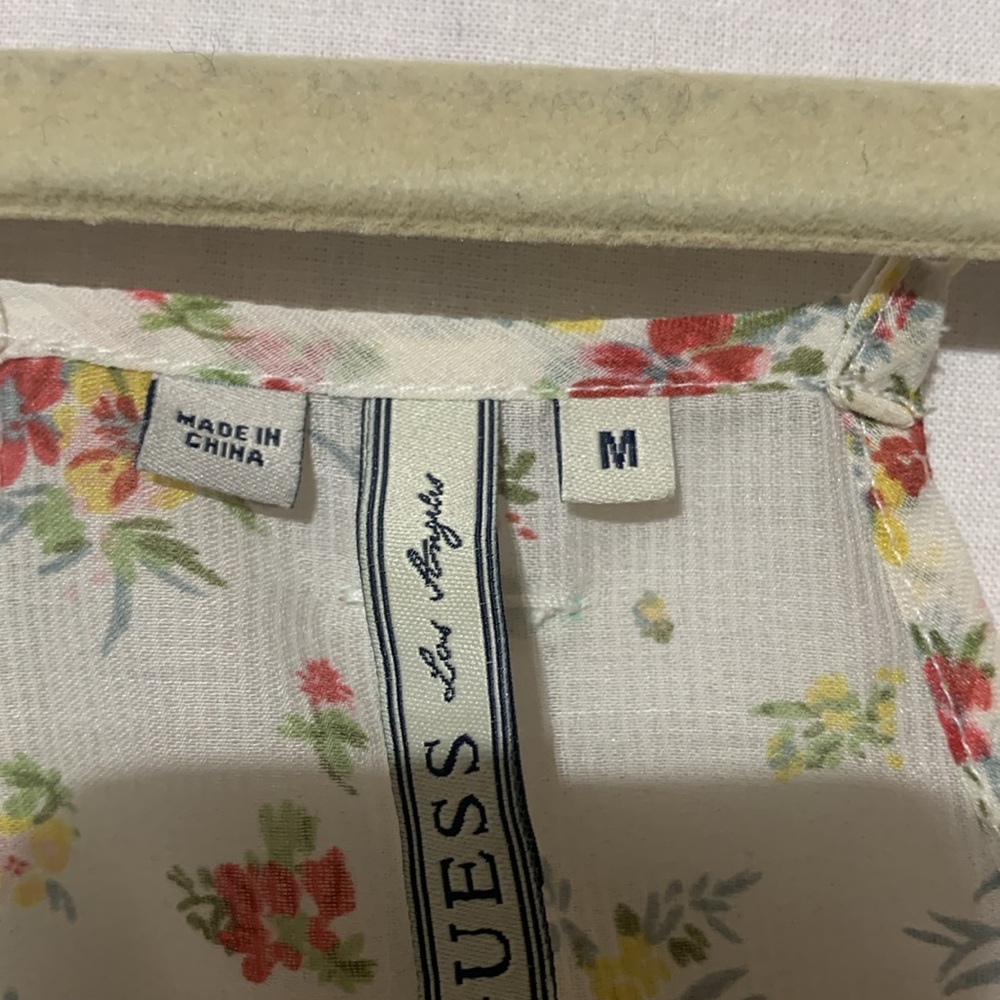 Guess Floral Ruffle Tank Top - Cream Multi - Picture 5 of 6